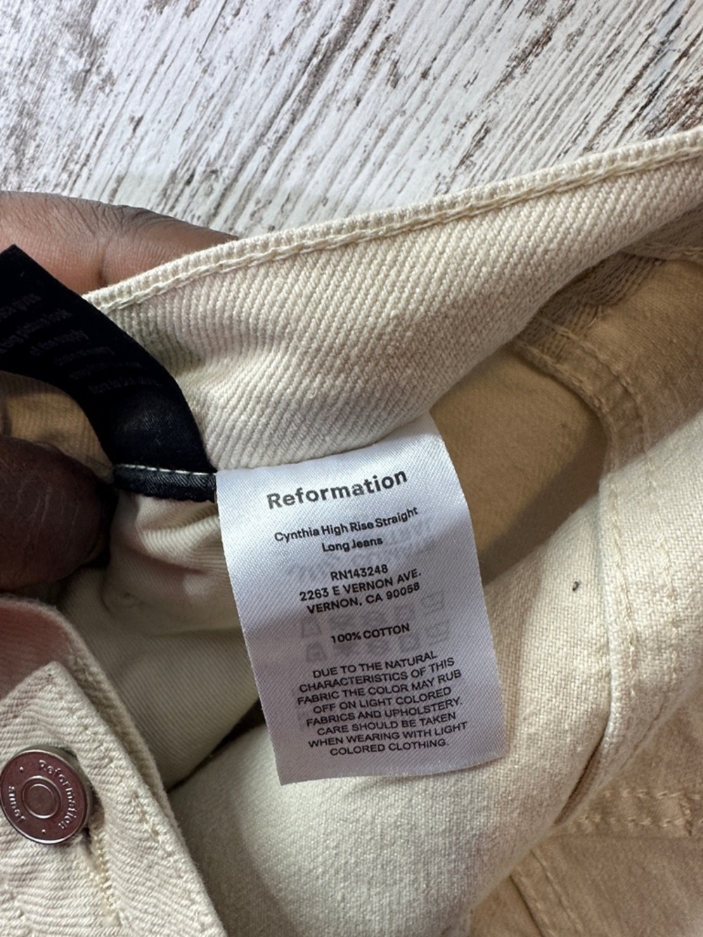 Reformation High-Rise Straight Jeans in Beige Off White - Picture 10 of 14